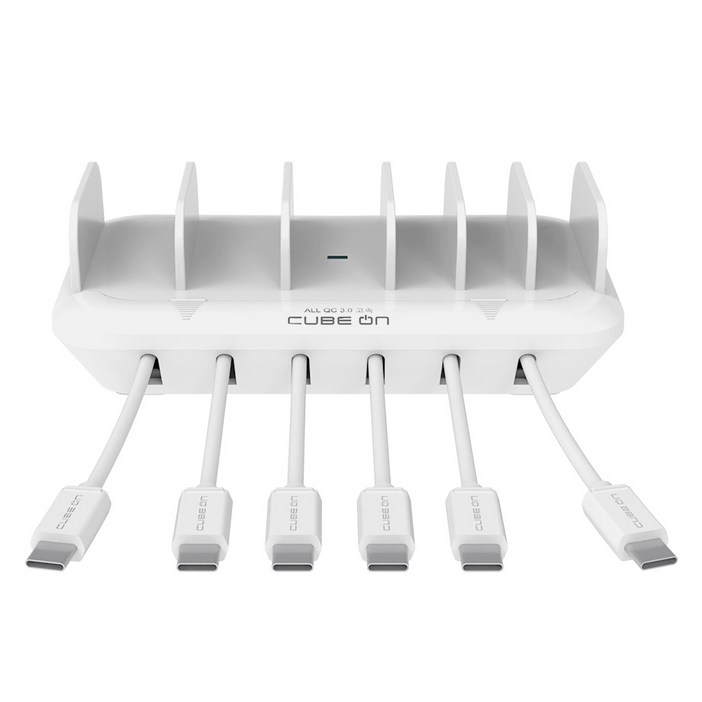 큐브온 올 퀵차지 6포트 고속 멀티충전기 C타입 6p JI-613, 화이트, 1개
