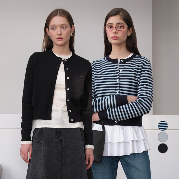 쥬시쥬디 여성용 라운드 니트 가디건 2종 세트 JZKT026D