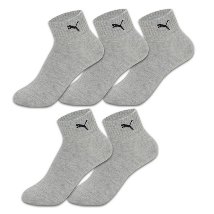 푸마 이중쿠션 단목 양말 5족 세트, 그레이, 1세트