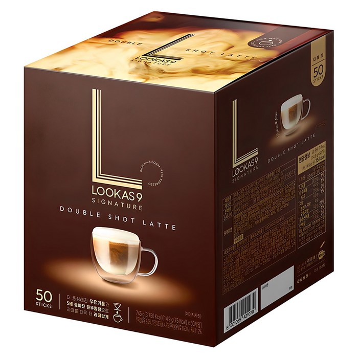 루카스나인 시그니처 더블샷라떼 커피믹스, 14.9g, 50개입, 1개