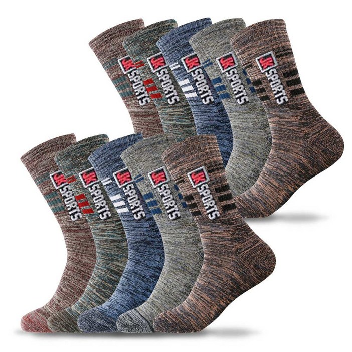 제이케이 남성용 이중바닥 등산 양말 장목 10켤레