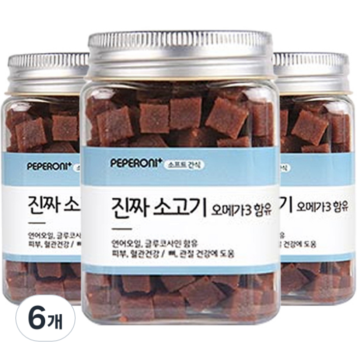 페페로니 강아지 진짜 오메가3 져키, 소고기, 180g, 6개