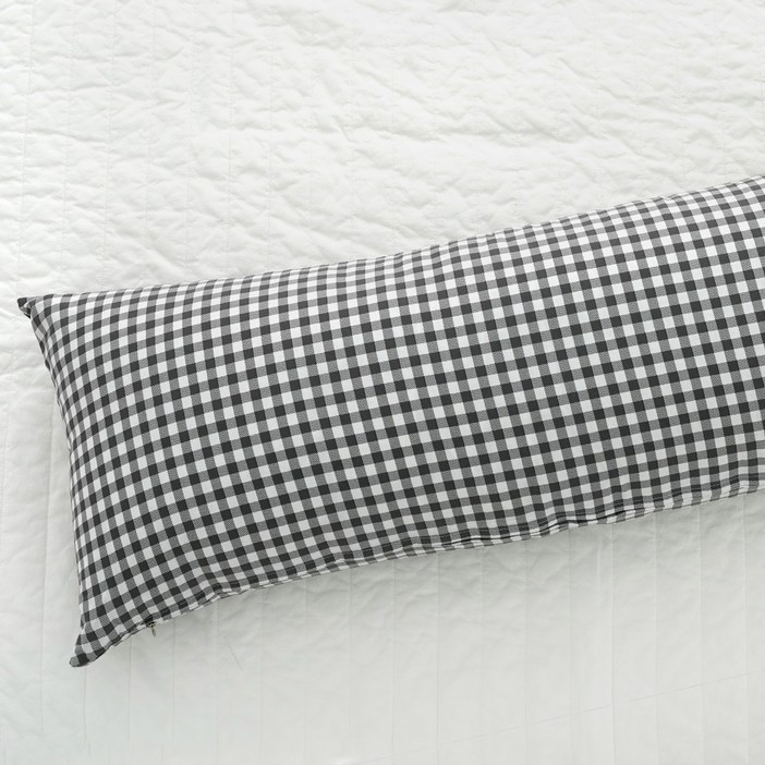 스코홈 바디필로우 긴베개 커버, 체크차콜