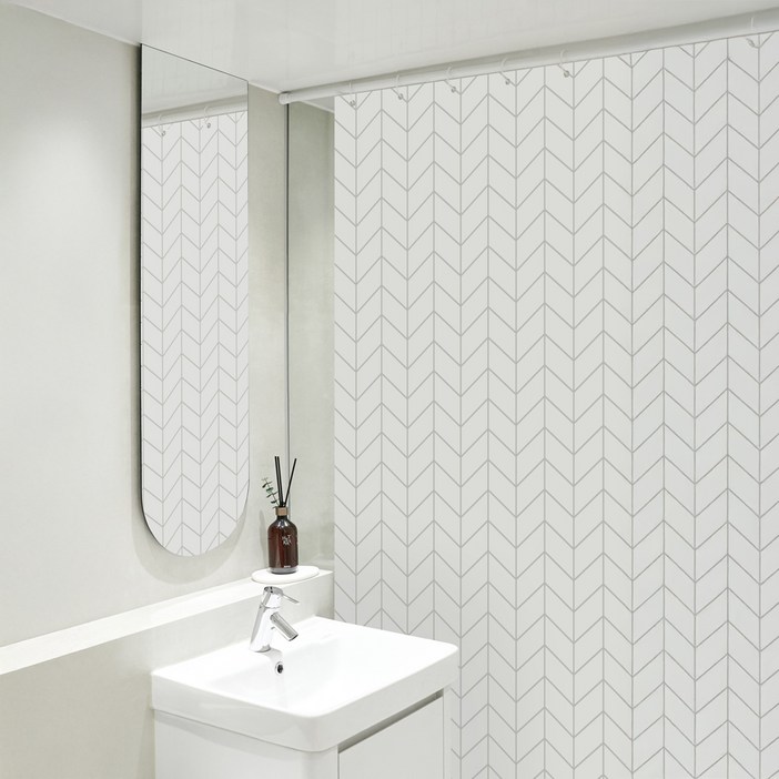 까사마루 방수 샤워 커튼 + 커튼링 12p + 샤워봉 세트