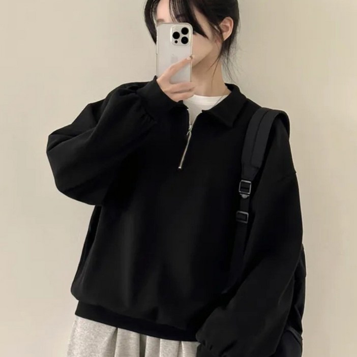 엘쏘 하프 지퍼 카라 아노락 맨투맨