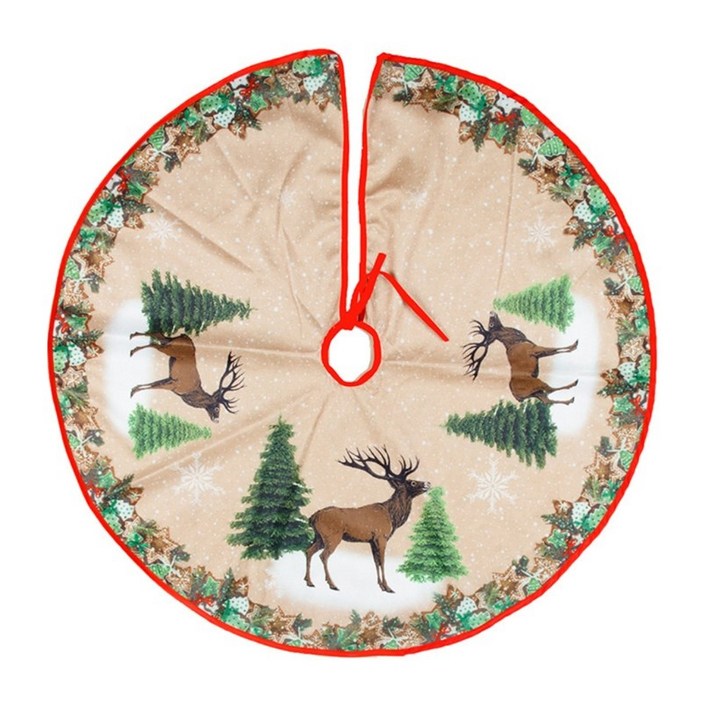 33인치 크리스마스 트리 스커트 장식 산타 엘크 크리스마스 트리 스커트 매트 바닥 장식 실내 야외 홀리데이 파티