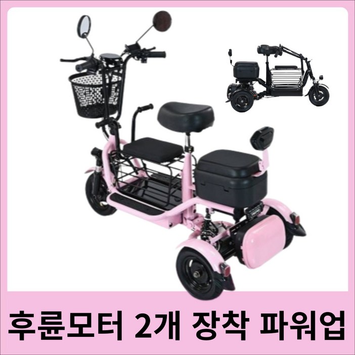 바이원 성인 세발전기자전거 여성 접이식 전동 등하원 3인승 노인 장보기 어르신