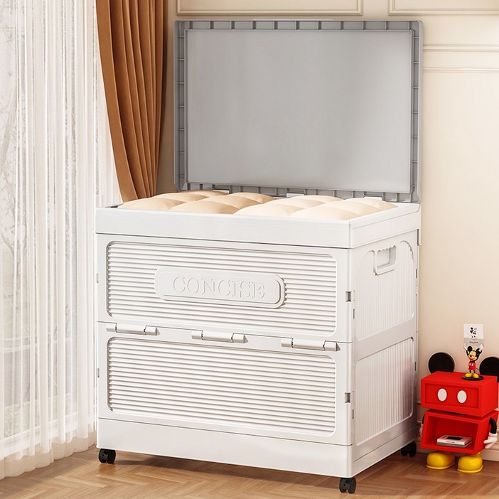 라온프리 대용량 플라스틱 접이식 리빙박스, 화이트, 1개