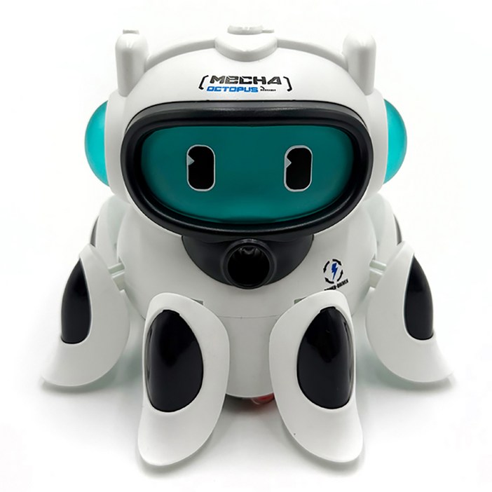 물연기 뿜는 신나는 LED 멜로디 전동 움직이는 문어 로봇 장난감, 1개