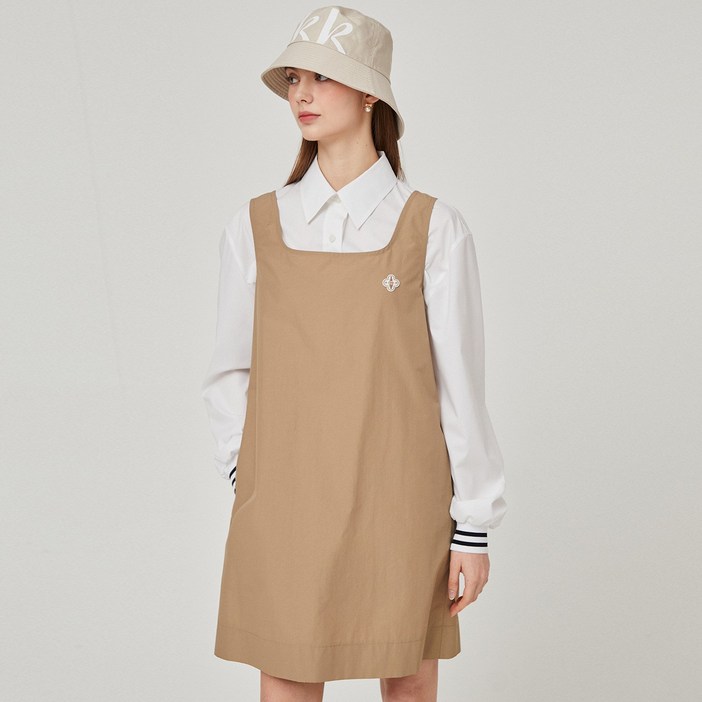 백 스트링 포인트 루즈핏 원피스베이지L4B1OP01C