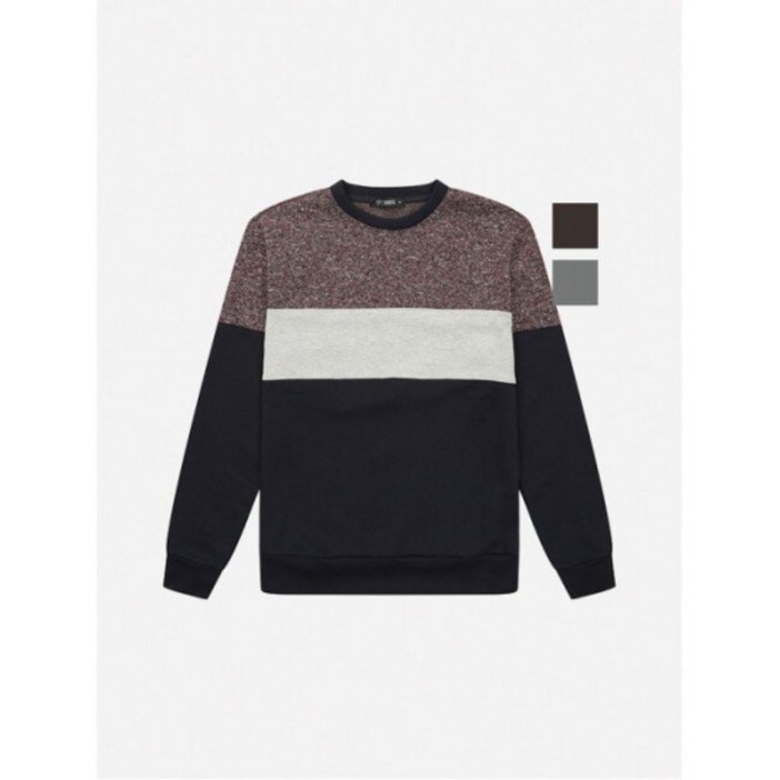 뱅뱅 공용 3단 컬러블록 배색 맨투맨 NTI616