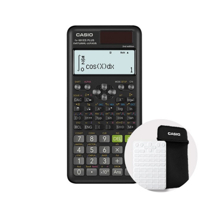 카시오 공학용 계산기 FX991ES PLUS 2계산기 파우치전용 키스킨 세트, 블랙파우치키스킨
