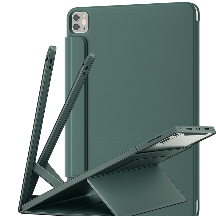 모키보 프리앵글 각도조절이 되는 아이패드 케이스 거치대 커버 에어 미니 프로 호환 펜슬수납 마그네틱  슬림, 그레이 그린, 1개