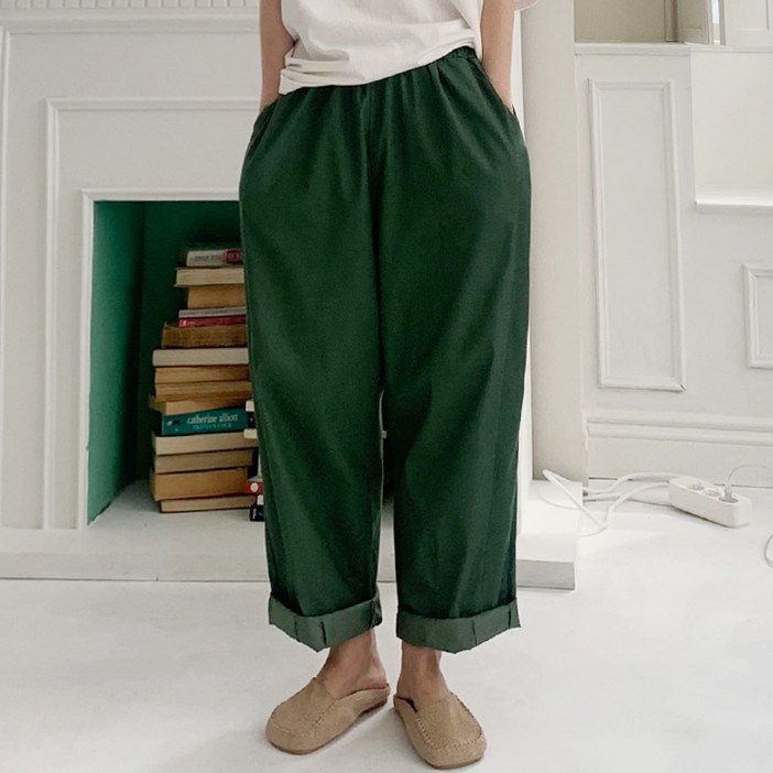 애플망고옷장 오버핏 9939 배기 면밴딩팬츠 가벼운 스판바지