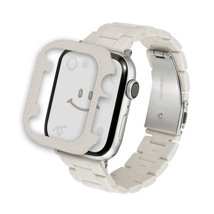아이메이드잇 애플워치 호환 블럭 스트랩 케이스 세트, 스타라이트