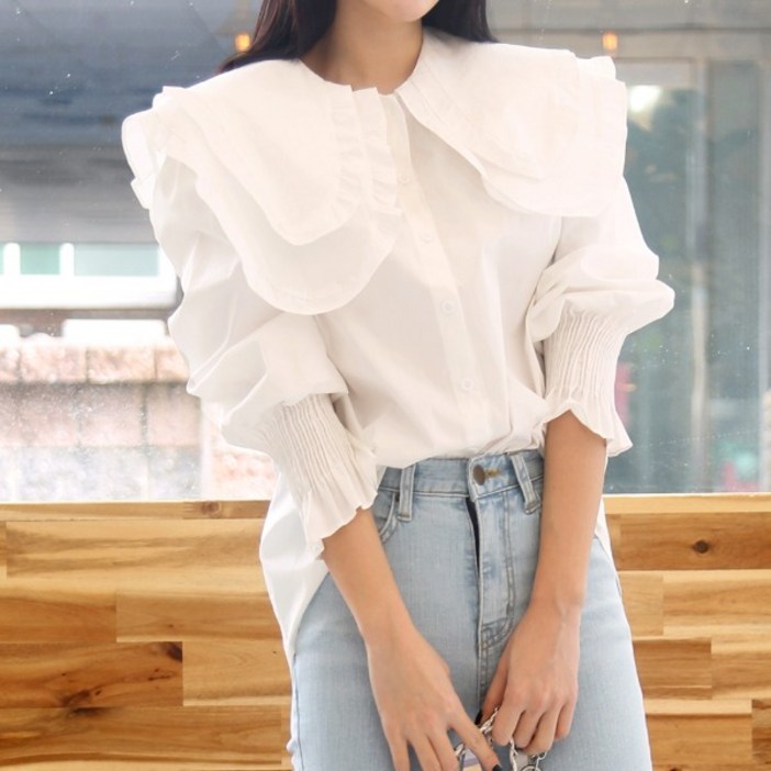 퍼니걸스 레이스 레이어드 빅카라 블라우스8791