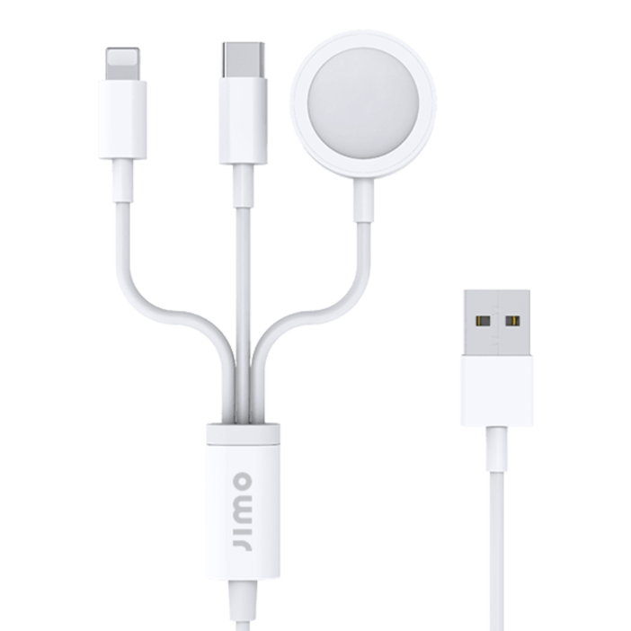 지모 아이폰 애플워치 3in1 멀티 충전 케이블, USBA타입, 1개, 화이트A타입
