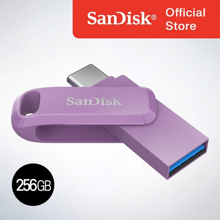 샌디스크코리아 공식인증정품 USB 메모리 울트라 듀얼 고 TypeC OTG SDDDC3 256GB 라벤다퍼플
