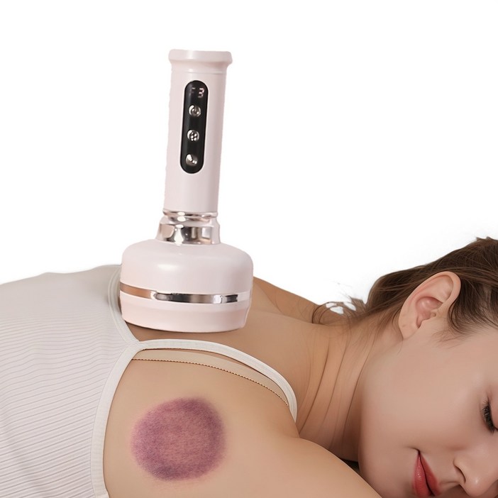 스마트 괄사 마사지기 30단조절 부항기 어깨마사지기 자동식 온열 충전식 흡착 마사지기, 화이트