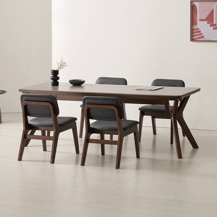 라로퍼니처 밀러 1900 포세린 통 세라믹 패밀리 6인 낮은 식탁 세트