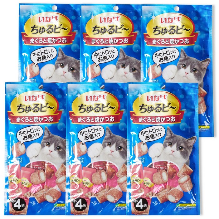 이나바 챠오 츄르비 4개입, 참치구운가다랑어, 40g, 6개