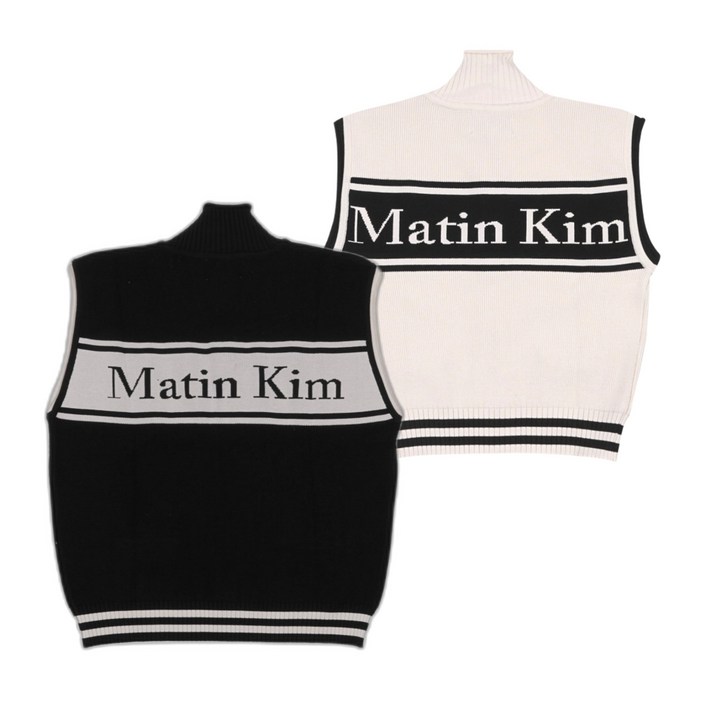 당일발송 마뗑킴 스펠 포인트 스트라이프 니트 베스트 조끼 MATIN KIM SPELL POINT STRIPE KNIT VEST  GRAD 정품보증택