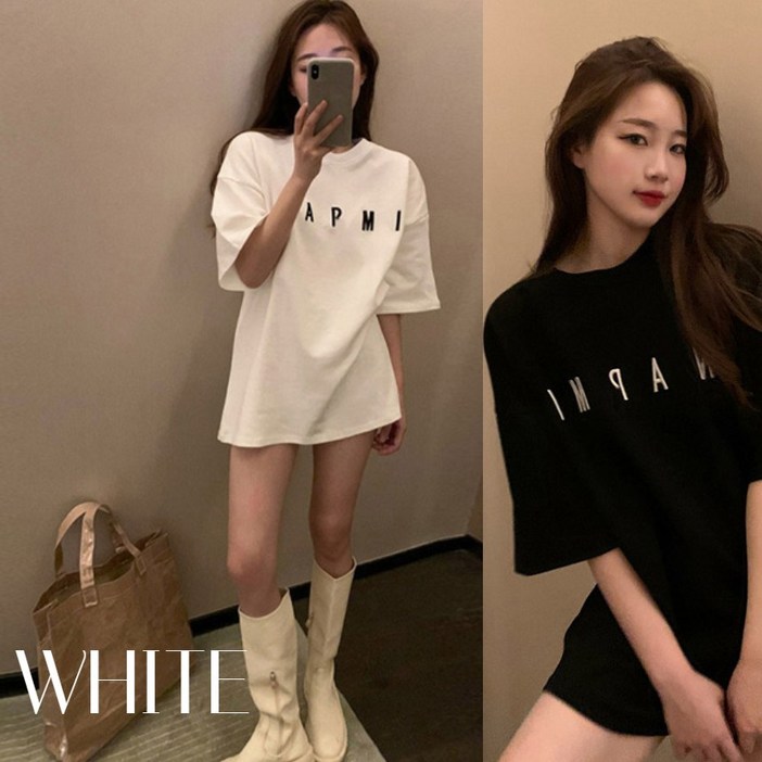 프리유유 여성 루즈 오버핏 반팔 레터링 티셔츠 박스 프리유유 여성 루즈 오버핏 반팔 레터링 티셔츠 박스