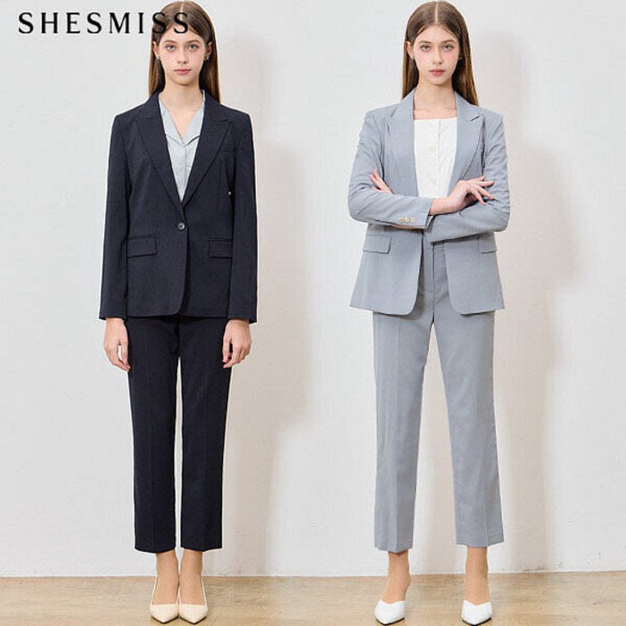 쉬즈미스 여성 자켓 패션 심플 데일리코디 2SET 고품격 원버튼 싱글 재킷+슬림 슬랙스 2종세트 택416 3678457DH1951941