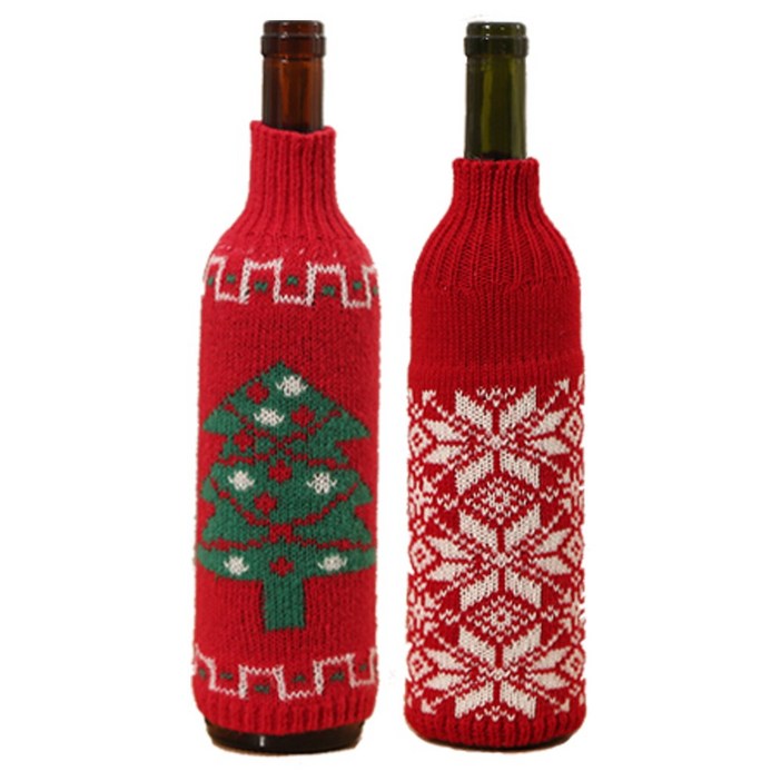 수수보따리 크리스마스 와인커버 2종세트 와인병 트리커버 니트커버 와인홀더 와인병장식 크리스마스데코 소품 장식용품, 1세트, 커버스타일2