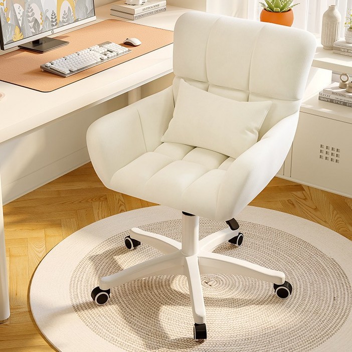 컴퓨터 화장대 사무용 샤인 패브릭 쿠션의자, 1개