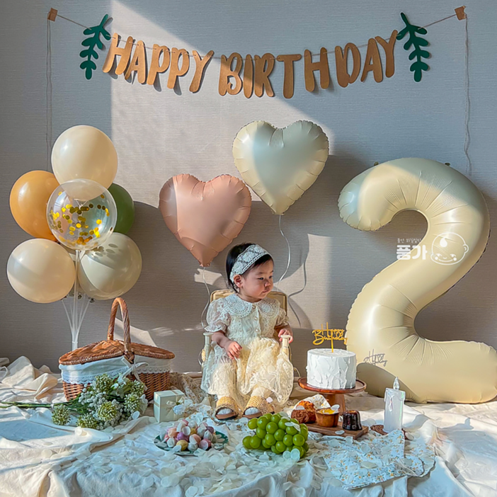 두돌생일상 두돌 생일 풍선 세트 대형 숫자 크림 2 두돌생일상 두돌 생일 풍선 세트 대형 숫자 크림 2