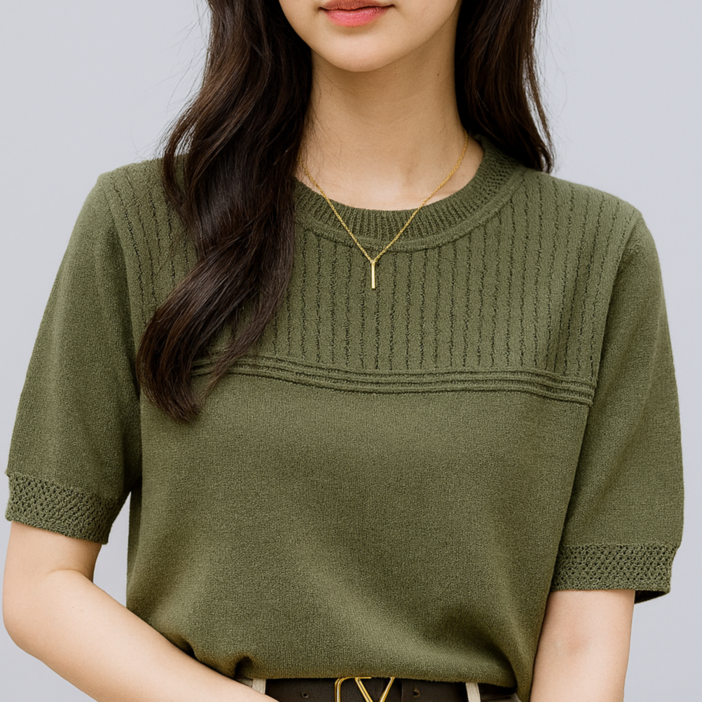 온미올렛 여성 아이스 반팔 니트 티셔츠 쿨니트