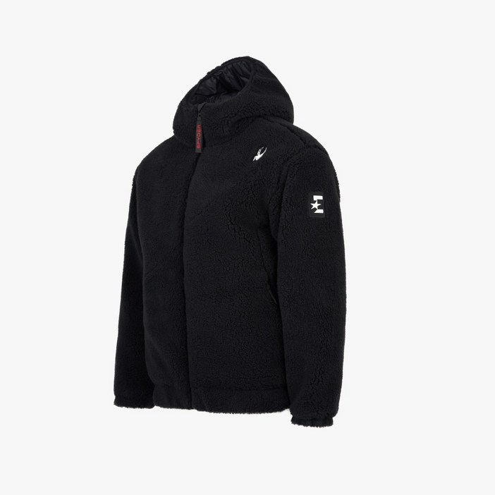 스파이더 본사 유로스포츠플리스 패딩 후드 집업 자켓 SPIWCNJK222UBLK