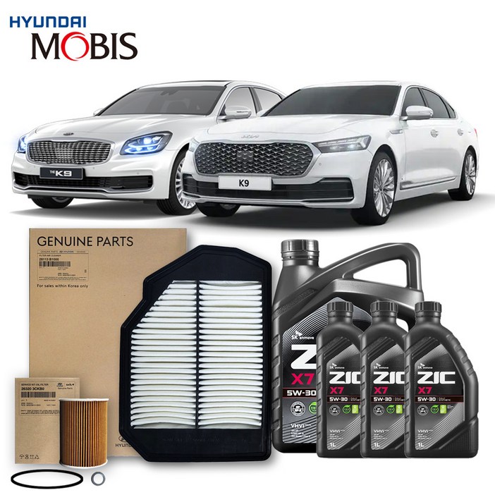 더K9 2세대 (18-20년식) 3.8 가솔린 순정필터+지크오일 5W30 3종, 1개