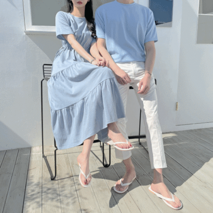 여성 여름 원피스 빅사이즈 휴양지 롱원피스 허리끈 (4color) #1190 더엑스 커플 시밀러 데이트