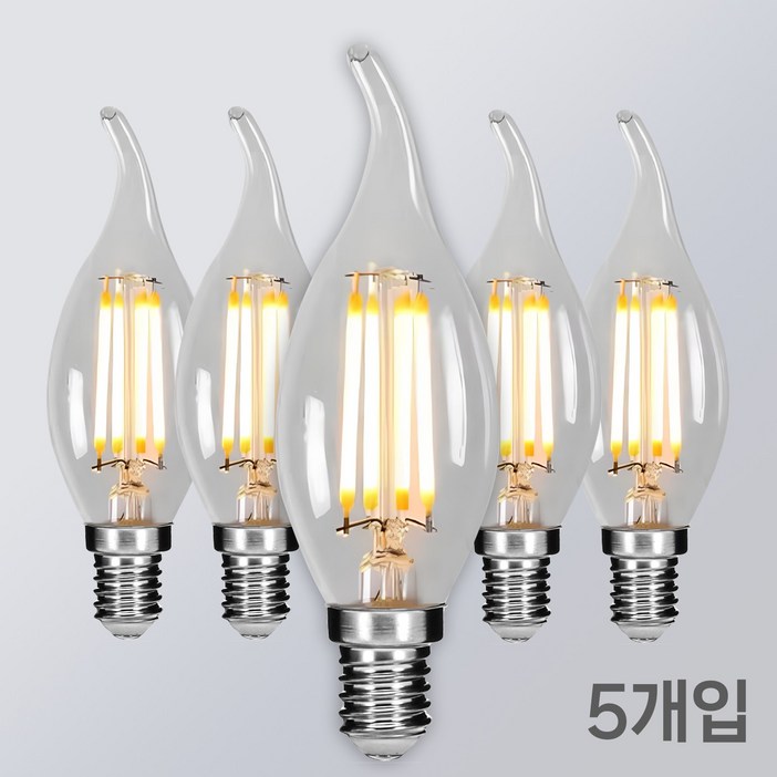 LED 프레임 촛대구 COB E14 E17 E26 에디슨전구 카페조명 샹들리에 전구 KS인증, E17, 5개