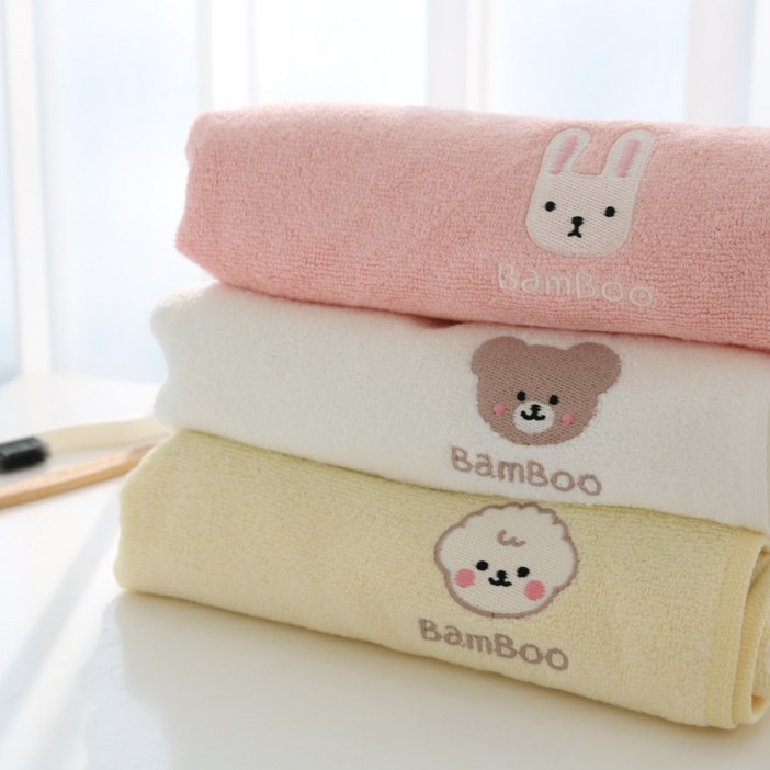 데일리맘 밤부 부드러운 아기목욕타올, 2개, 화이트