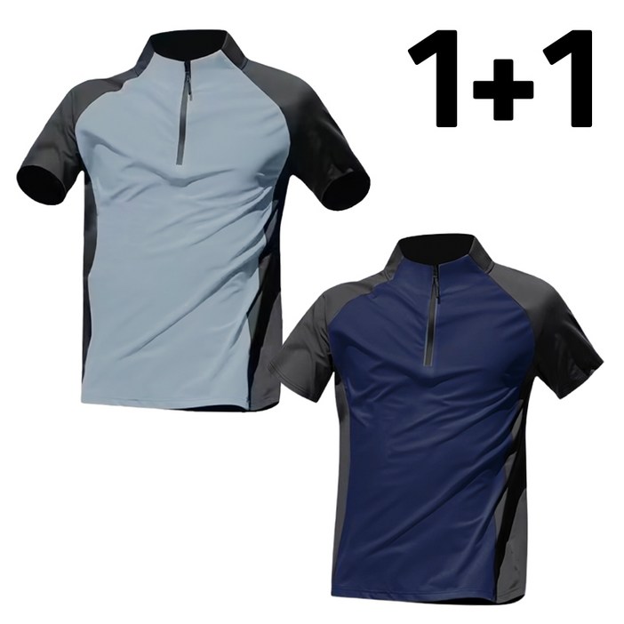 청성 남자 여름 반집업 쿨 반팔티 반팔 작업복 등산복 1+1