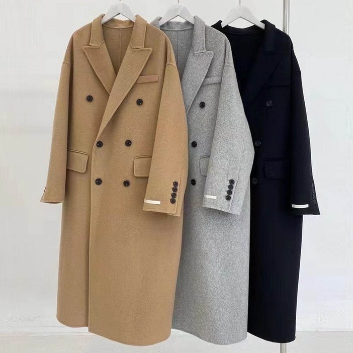 울100made퓨턴 루즈핏 오버핏 겨울 카라넥 더블버튼 하객룩 핸드메이드 코트3color자켓,울자켓,울코트,롱코트,울재킷,롱핸드메이드코트