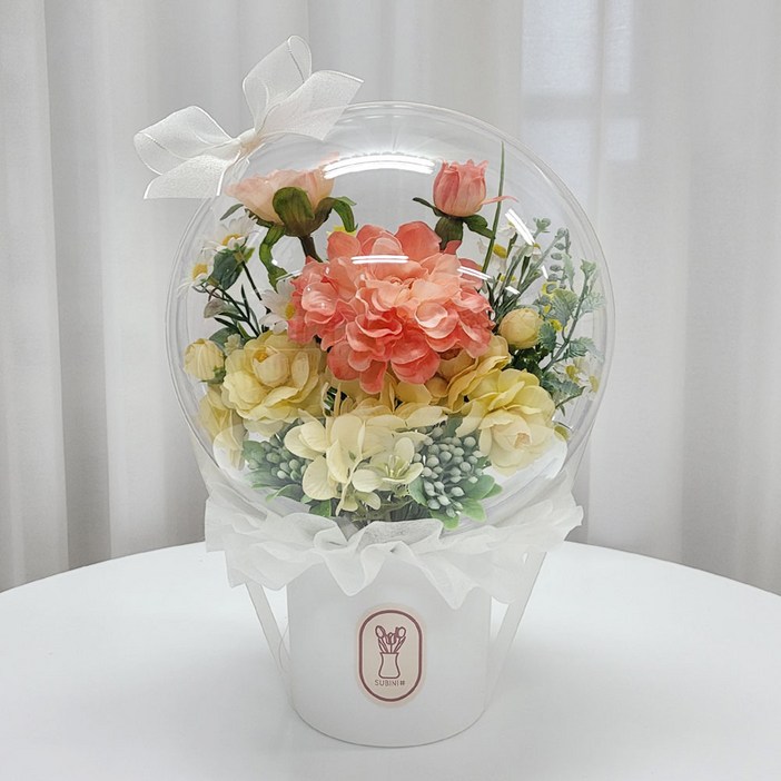 수비니샵 다알리아 아크릴꽃풍선 터지지않는 레터링풍선 꽃다발 쇼핑백증정, 1개, 다알리아 아크릴꽃풍선