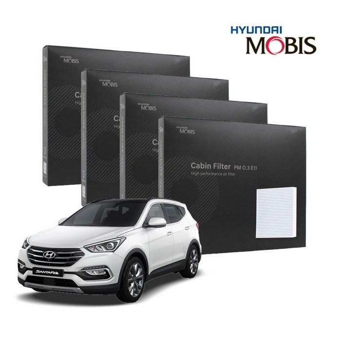 현대모비스 정품 프리미엄 에어컨필터 2년분 4개입 싼타페DM 전용 2012년2018년식 적용