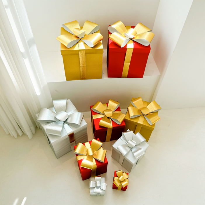 왓위셀 크리스마스 페이퍼 선물 상자 장식 트리밑 데코, 레드, 1개