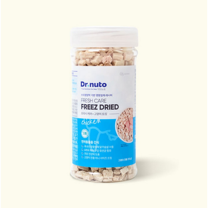닥터뉴토 고양이 동결건조 간식 유산균 트릿 (구내염/구취/치석제거 도움), 5개, 55g, 치킨