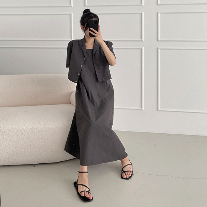 4477반 딘도 바스락자켓롱뷔스티에원피스세트