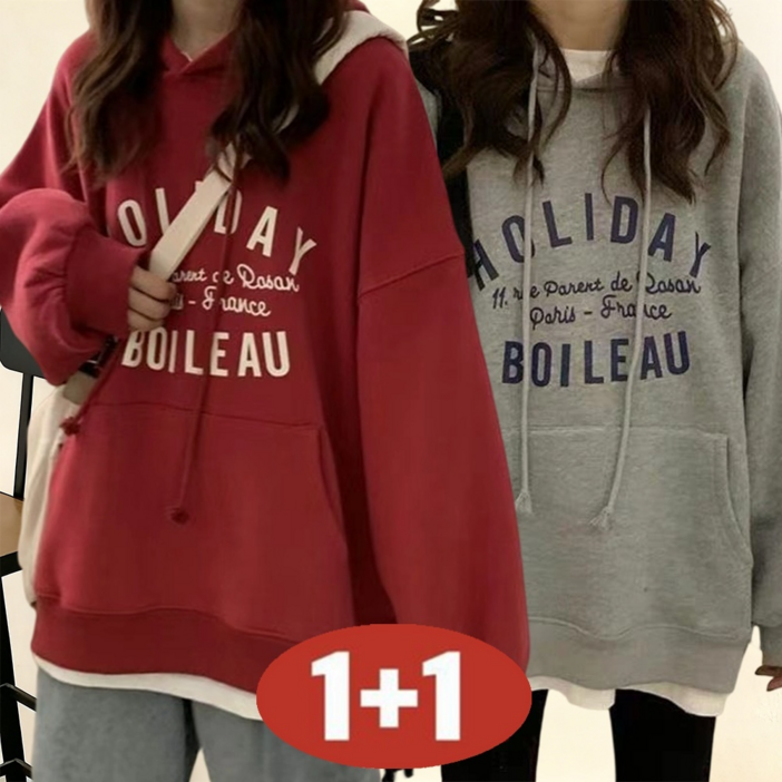 오스틱니 빅사이즈 11 루즈핏 프린트 여성 후드티 레터링 심플 포켓 bf 무지 간절기 캐릭터 이너 오버핏 코디 풀오버 캐주얼 패션 데일리 홀리데이 겨울 보온 기모 상의 맨투맨2P