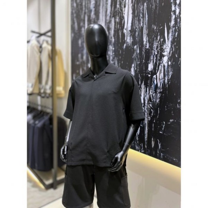 지오송지오 오픈 카라 우븐 티셔츠 블랙 ZG3TS353BK 백화점 아울렛 한정수량 (3908787)