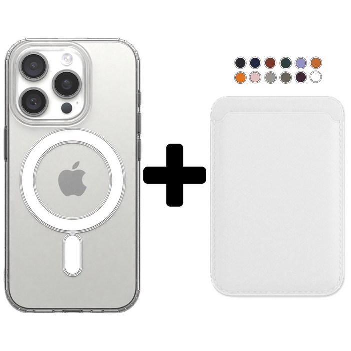 EVOL 강화자력 아이폰 맥세이프 케이스  가죽 카드지갑 세트