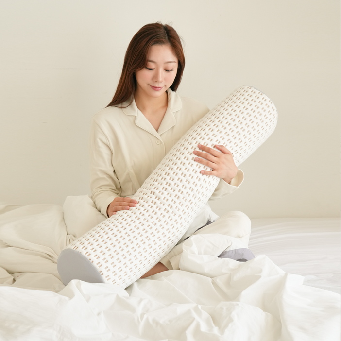 라텍스홈 바디필로우 원형 대형 안고자는 긴베개 롱쿠션, 그레이