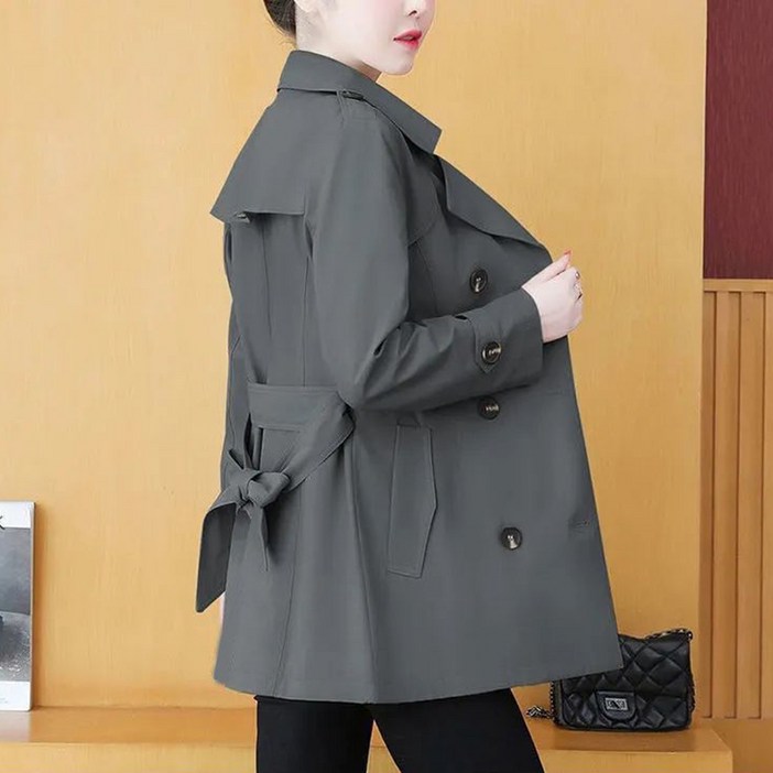 AOKADA 여성 하프 트렌치 코트 중년 여자 봄 가을 심플 맥코트