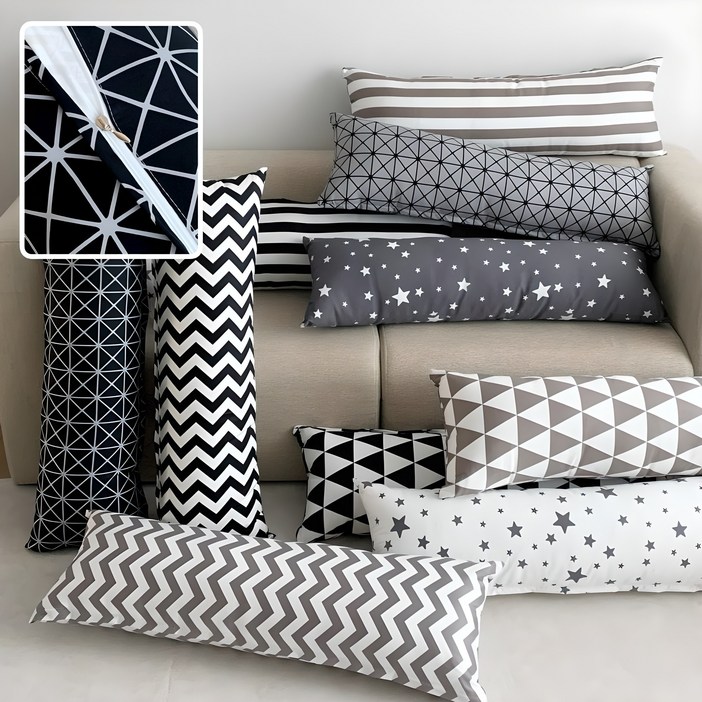 헬로베딩 북유럽풍 솜포함 2인용 베개롱쿠션